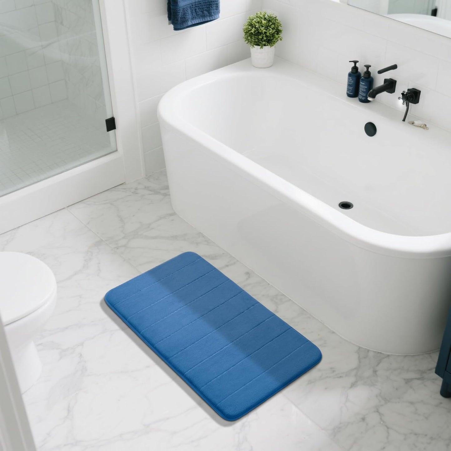Yimobra Memory Foam Bath Mat, Super Soft Absorbent Bathroom Rug Non Slip, Quick Dry, Machine Washable Floor Carpet for Tub Shower, Home Decor Accessories, 24x17, Grey