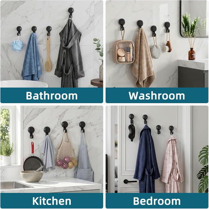 TAILI Suction Cup Razor Holder for Shower Wall 2 Pack, Versatile Suction Cup Hooks for Razor, Towel, Loofah, Squeegee, Cell Phone, Removable Damage-Free Hanging Shower Hook, Shaver Holder, Black