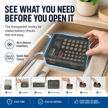 FULLCASE Battery Organizer Storage Case with Tester,Holds 18 AA & 18 AAA Batteries