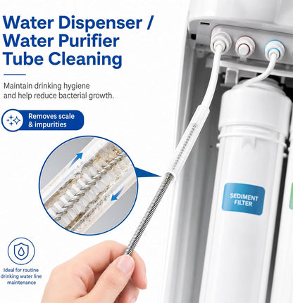 4.92 ft (1.5m) Flexible Drain Cleaning Brush – 2-Pack, Stainless Coil for Car, Fridge, Sinks, Pipes, Hoses, Hair & Grease Clogs