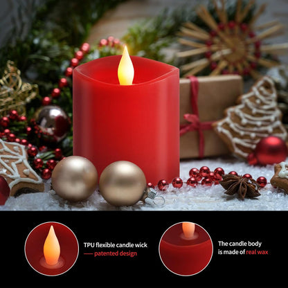3x3 Flickering Flameless Candles Set of 2, 2AA Battery Life 600 Hours Battery Candles Flickering with Timer,3 inch Flameless Candles with Remote for Indoor/Outdoor, Ivory