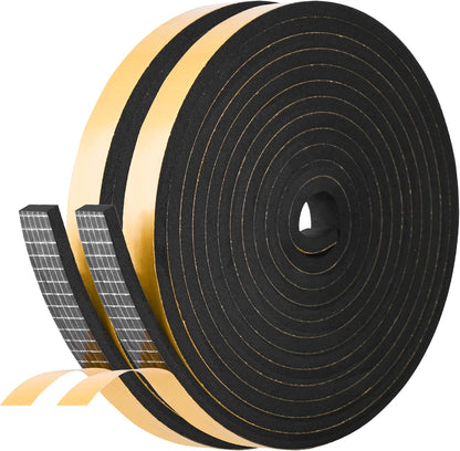 Kikerike Self Adhesive Foam Tape Weatherstrip 1/2In x 1/4In x 16.5Ft High Density Foam Insulation Strips Seal Weather Stripping with Strong Adhesive for Door and Window Sound Isolation Soundproofing