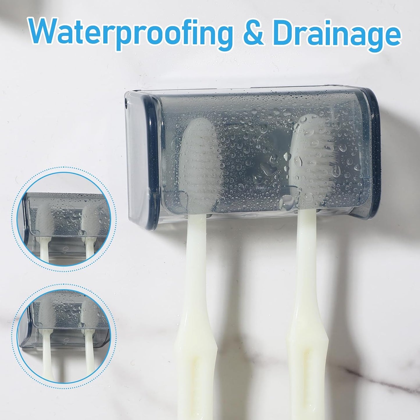 2 Pcs Toothbrush Holders Wall Mounted, Tooth Brush Holder with Cover, Electric Tooth Brushing Holder for Bathroom, 2 Slots Toothbrush Storage Organizer Suitable for Cabinet, Family, Travel