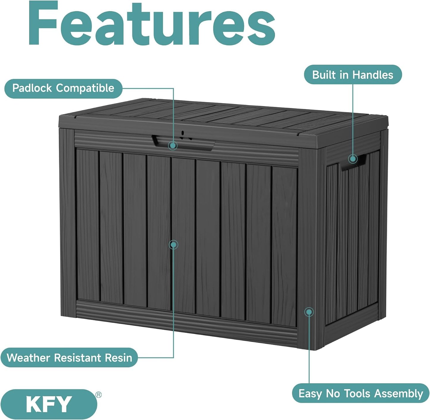 320 Gallon Waterproof Outdoor Storage Box, UV Resistant Resin Deck Box with Hydraulic Rod for Reinforced Stability, Perfect for Patio, Garden, and Pool（Black，320 Gallon）