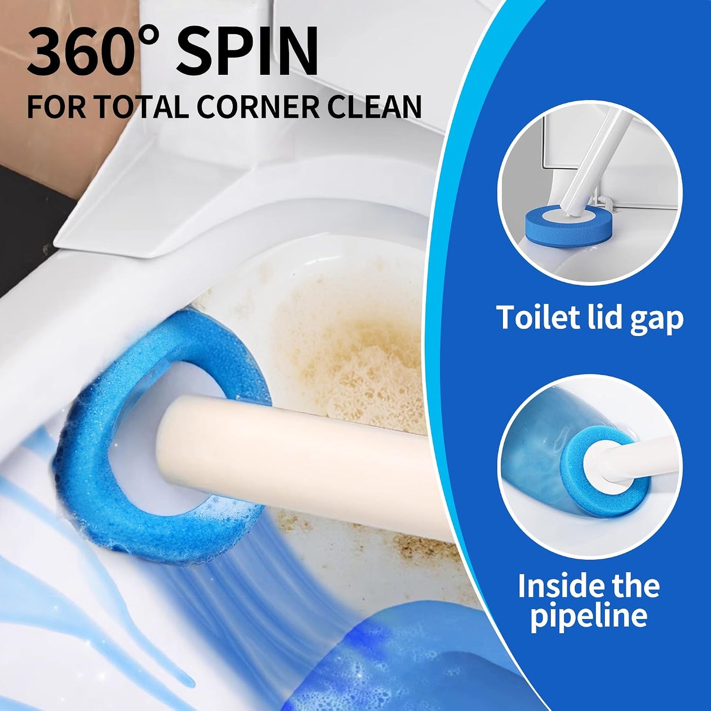 Disposable Toilet Cleaning System, Toilet Bowl Cleaner Wand and 8 Refills, Toilet Brush and Holder Set(Wall Mounted), Bathroom and Toilet Cleaning Scrubber Kit