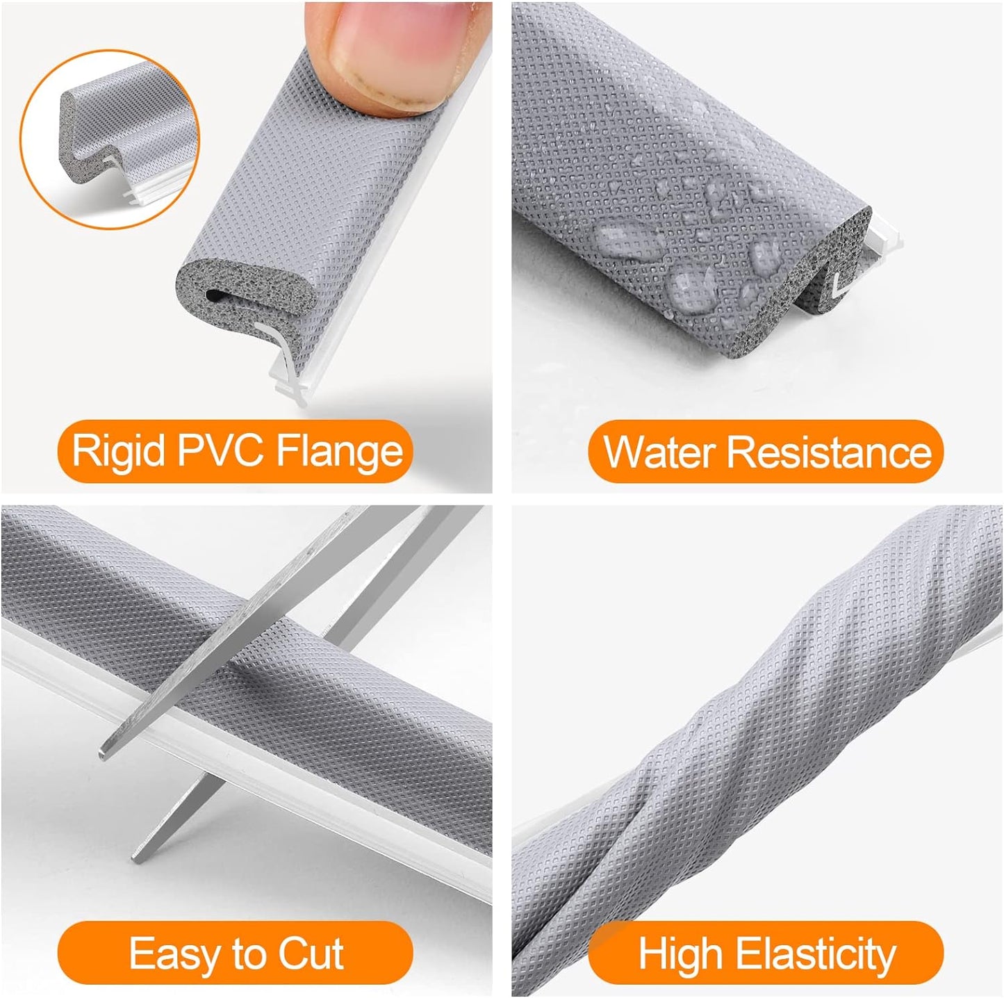40FT Kerf V‑Shaped Weather Stripping Door Seal, Press‑in Seal for Pre‑Cut Slot Doors, Not Self‑Adhesive, Soundproof Draft Blocker for Exterior Front Doors, Fits Large Gaps, Easy DIY Install (White)