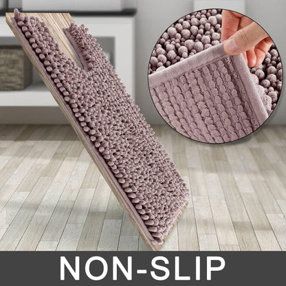 Yimobra Bathroom Rugs Non Slip Washable - Ultra Soft Absorbent Chenille Bath Mat, Quick Dry Shaggy Floor Carpet for Tub Shower, Gray Home Decor Accessories, 24x17 Inch