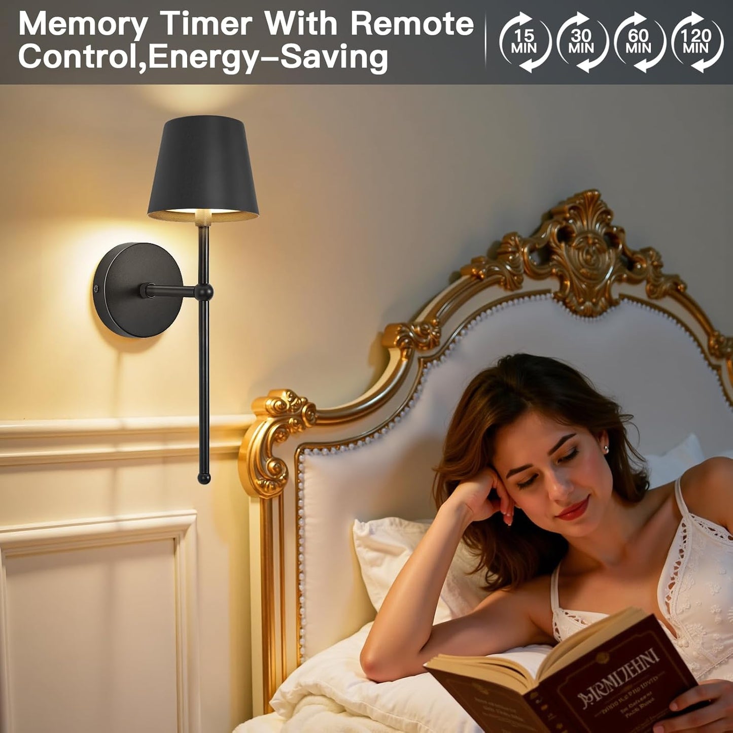 TaoFiaCo Battery Operated Wall Sconces Set of 2, Wireless Wall Sconce with Remote Dimmable Timer, Rechargeable 5200mAh, Cordless Wall Light for Bedroom Living Room, Hallway, Light Decor