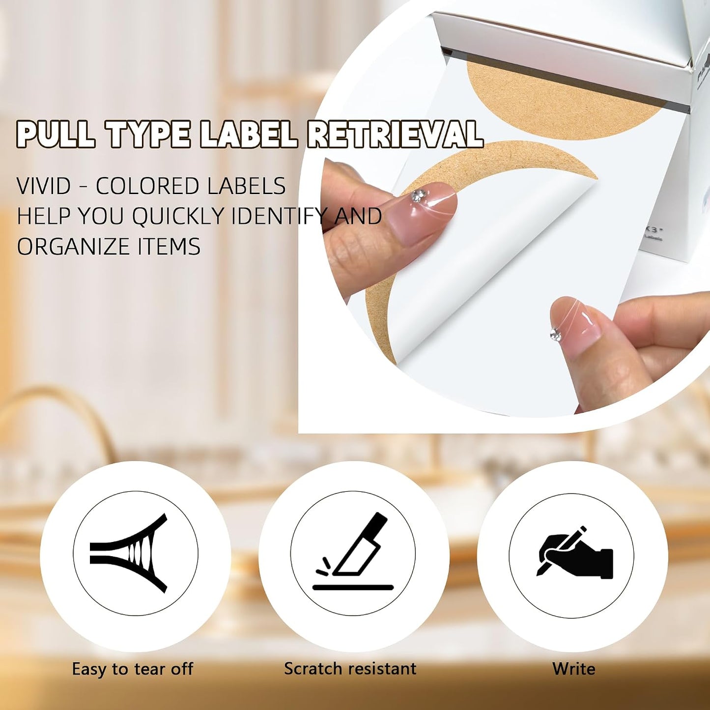 3 Inch White Color Code Dot Stickers,500 PCS Round Labels Stickers in Dispenser Box for Organization, Inventory,Classroom