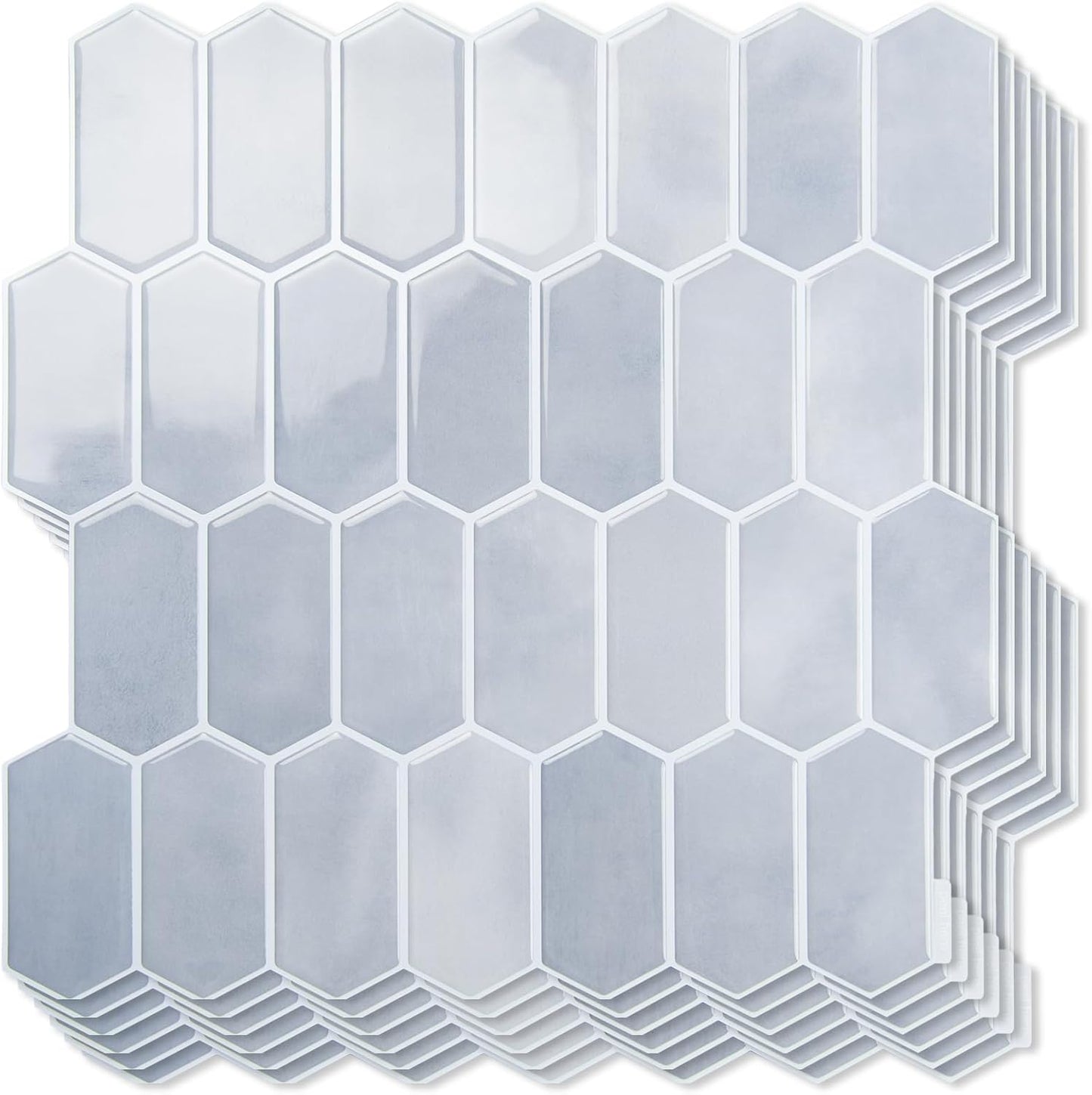 Art3d 10-Sheet Heavy-Duty Peel and Stick Backsplash, Self-Adhesive Vinyl Wall Tiles for Kitchen Countertop Bathroom, White