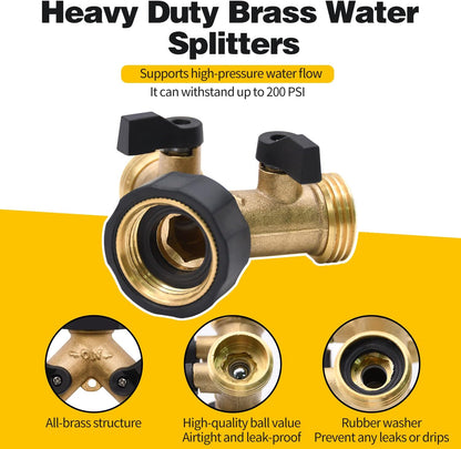 1/2/4 Pack 2 Way Hose Splitter, for 3/4" Hose Connector, with Rubber Washers & Tapes | for 3/4" Hose Connector