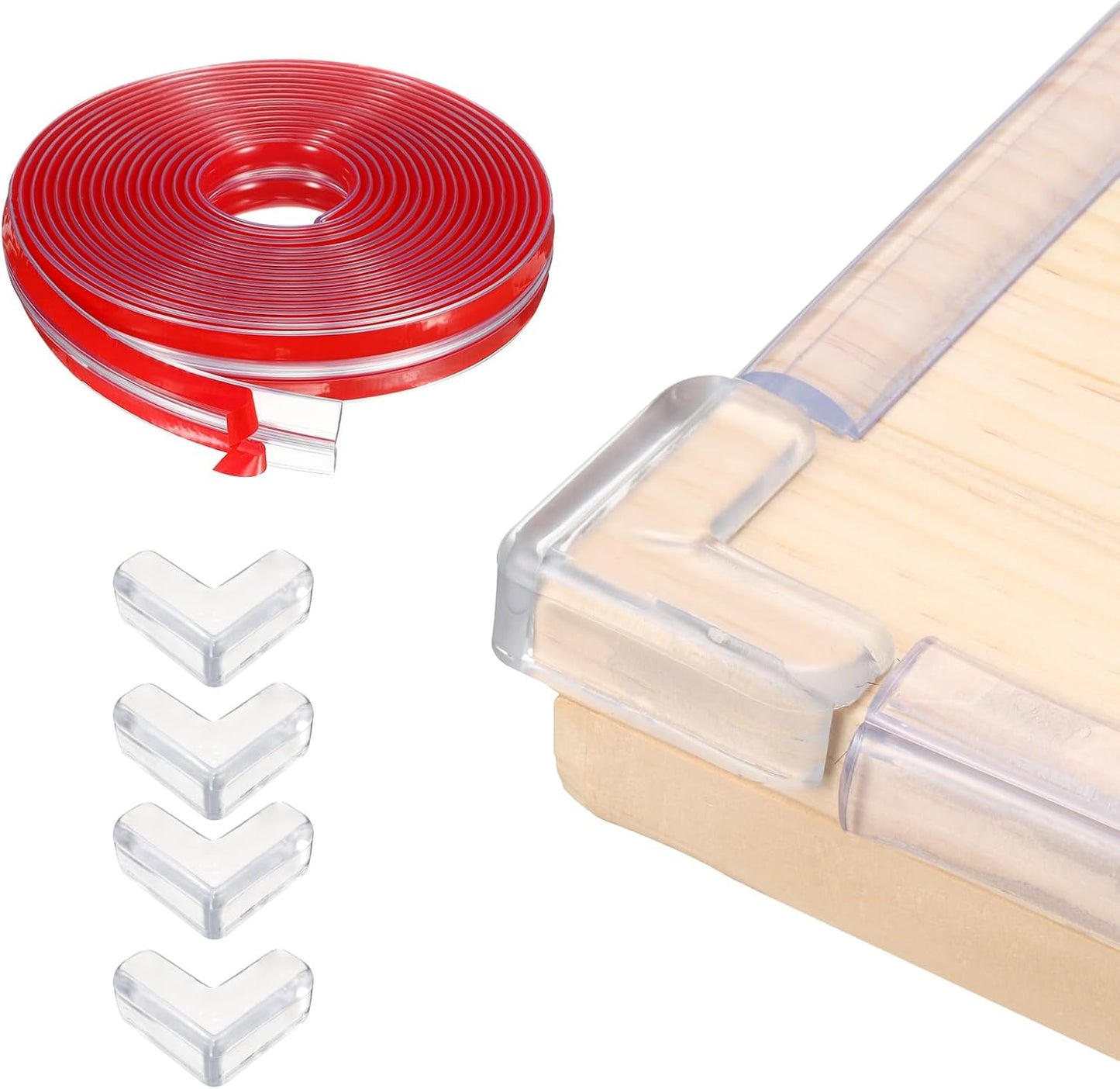 uxcell Edge Protector, 6.6ft (2M) x 0.4" (10MM) Clear Furniture Corner Guard PVC Strong Adhesive Proofing Edge Safety Bumpers with 4 Corners Guards for Table Cabinets