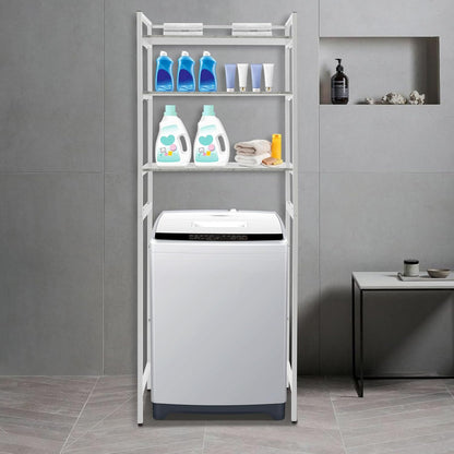 Over Washer and Dryer Storage Shelves, 3-Tier Freestanding Washing Machine Storage Rack with Adjustable Shelf for Laundry Room Bathroom Garage, W27.2*D11.8*H71.3in (White)