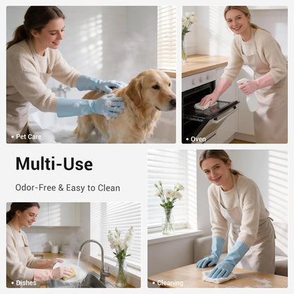 ThxToms 2 Pair Nitrile Dishwashing Cleaning Gloves,with Cotton Flocked Liner,Skin-Friendly & Anti-Slip Design,Y&P