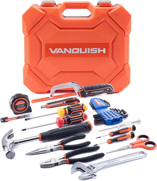Vanquish 37-Pieces Tool Set for Home,Basic Essential Small Tool Kit Box for Apartment, Dorm, and Household with Blow Molded Storage Case (8001)