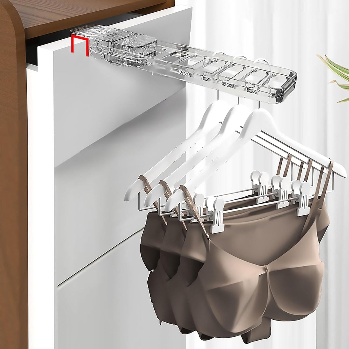 Laundry Drying Rack Wall Mount Clip On Clothes Dryer Bar, 6 Holes, | Clothes Drying Rack for Outdoor Camping, Hotel, Student Apartments, Travel, Hotel Stays, Business Trips, Household