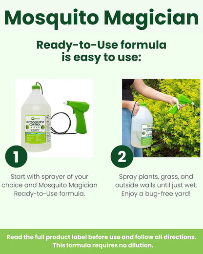 Mosquito Magician Ready-to-Use Mosquito Yard Spray 2 Gal (original scent) – Kills Mosquitoes, Fleas & Fire Ants, Repels & Prevents Ticks – Essential Oil Formula for Sprayers, Foggers & Misting Systems