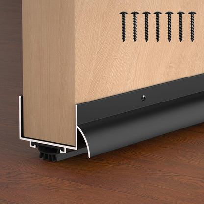 1-3/4" x 48" U Shaped Door Bottom Sweep with Drip Cap, Aluminum Weather Stripping Seal, Metal Screw-on Under Door Seal for Exterior Doors (Black, 1 Pack)