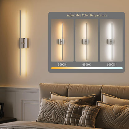 Morauroral Battery Operated Wall Sconces Set of 2, 10000mAh Rechargeable Sconces, 3000K-6000K Dimmable LED Wall Lamp with Remote, 24 Inch Black Gold Wireless Wall Lights for Bedroom, Living Room