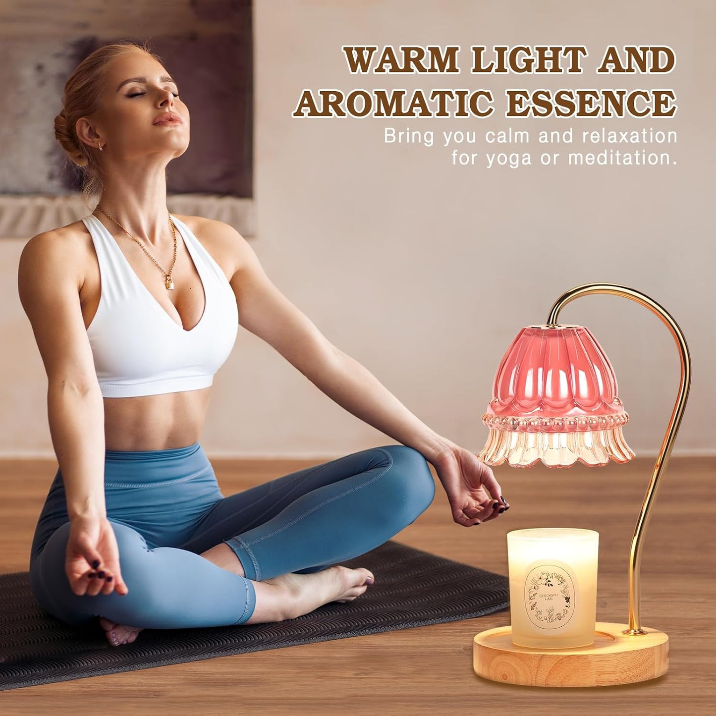 Funistree Flower Candle Warmer Lamp with Timer, Dimmable Candle Lamp Warmer, Christmas Birthday Gifts for Women Mom Her, Housewarming Home Decor, Lotus Wax Warmer for Yankee Candles - Lily Amber