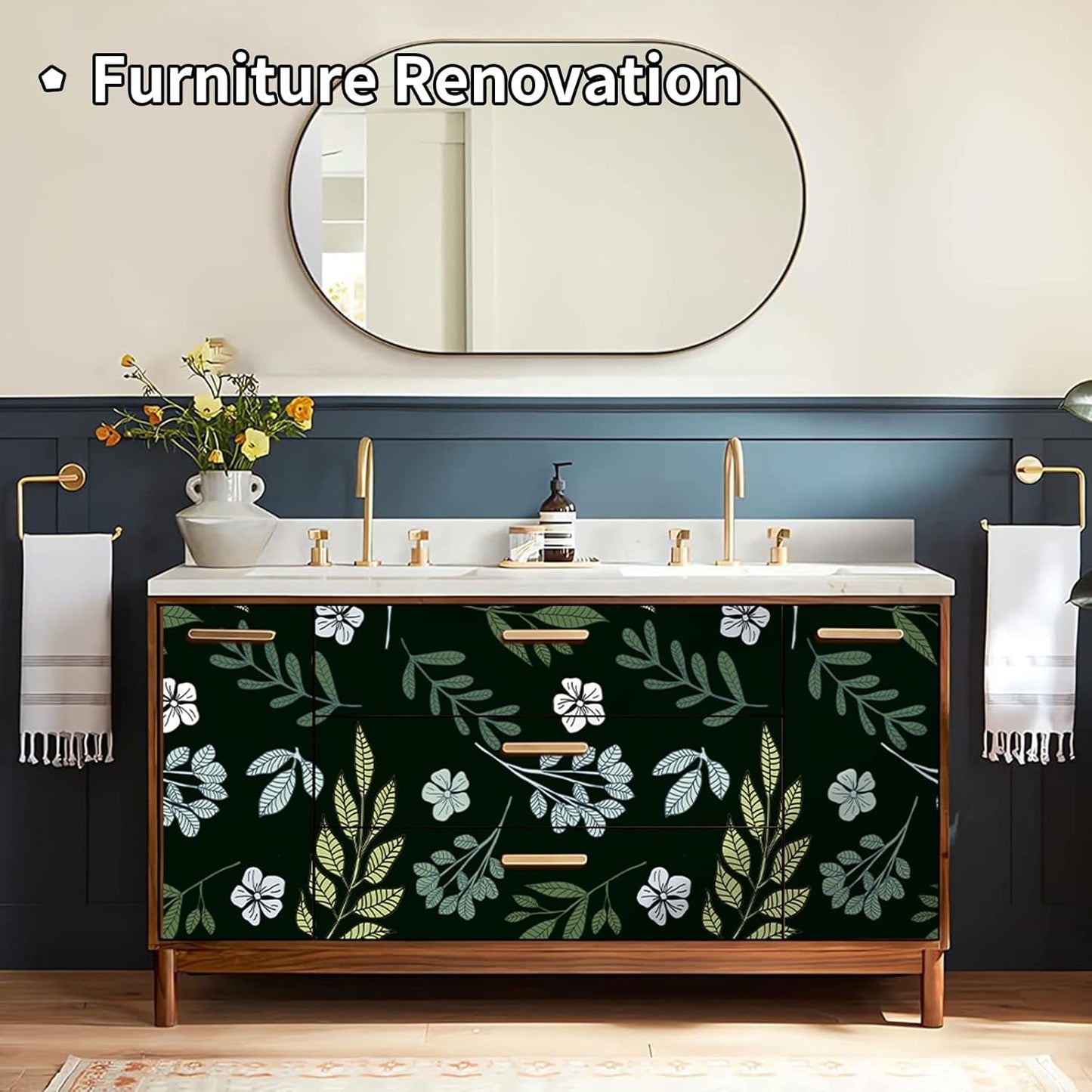 Removable Peel and Stick Wallpaper Boho 17.5 x 118 in Floral for Bedroom Bathroom Easy Peel Off Stick on Wallpaper Contact Paper Renter Friendly Wall Paper