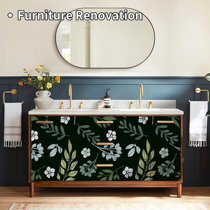 Removable Peel and Stick Wallpaper Boho 17.5 x 118 in Floral for Bedroom Bathroom Easy Peel Off Stick on Wallpaper Contact Paper Renter Friendly Wall Paper