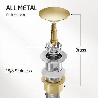 KES All Metal Bathroom Sink Drain with Strainer Basket Hair Catcher Anti Clog Pop Up Drain Stopper for Vanity Vessel Sink with Overflow, Rustproof 18/8 Stainless Steel Polished Chrome S2013A-CH