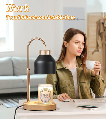 MEIXISUE Candle Warmer Lamp with Timer and Dimmer,Electric Gold Light Gifts for Women Melt Wax Warmer Lamp with 2 Bulbs for Candle Jars House Warming New Home Decor Bedroom