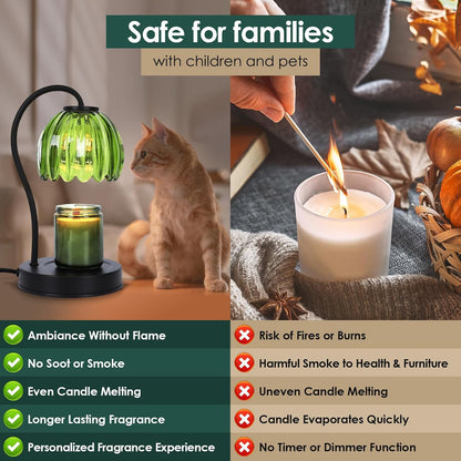 Electric Candle Warmer Lamp with Timer & Dimmer, Gray Tulip Lampshade | For Scented Jar Candle, 2 Bulbs Included, Birthday Gift for Women, House Warming Gifts, Home Office Apartment Decor