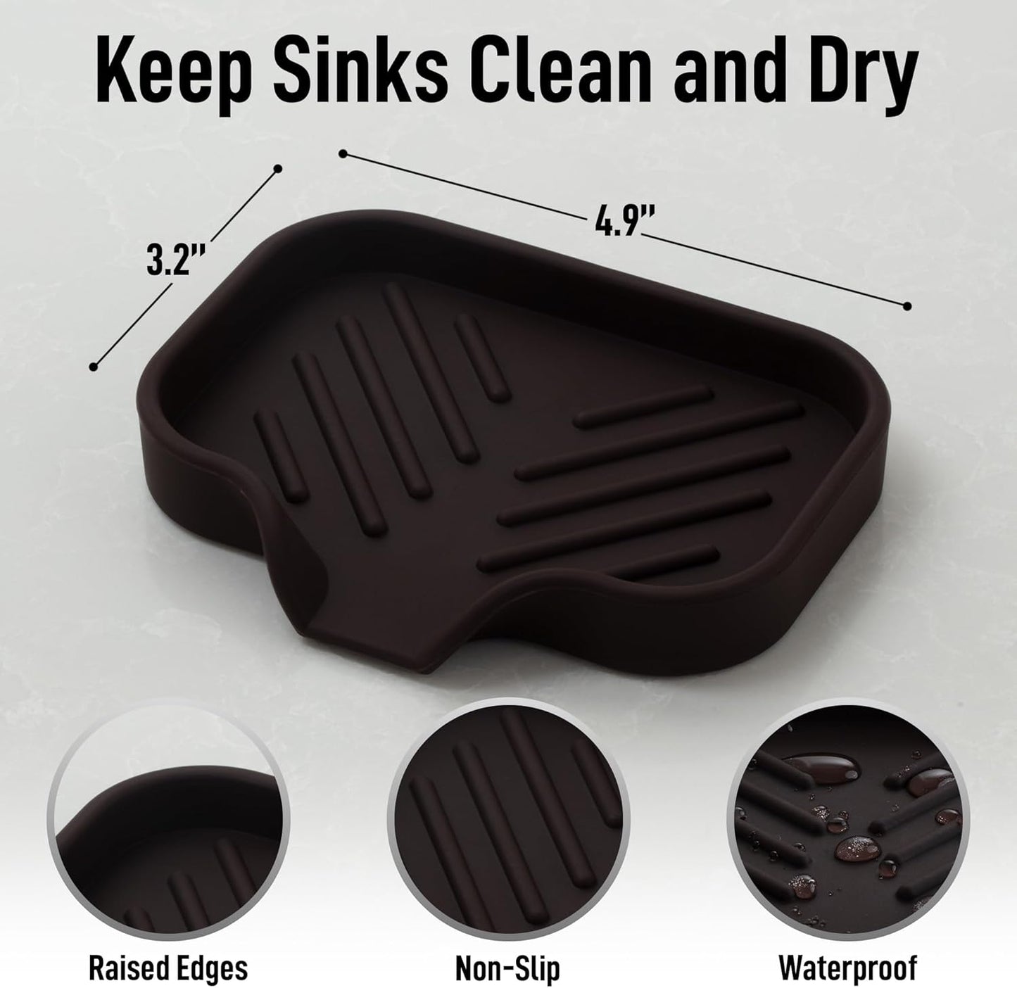 Zulay Kitchen (9x3.5in) Sponge Holder for Kitchen Sink - Flexible Heavy-Duty Multipurpose Sink Caddy - Counter Organizer for Kitchen, Bathroom, Makeup, Trinkets & More! (Grey)