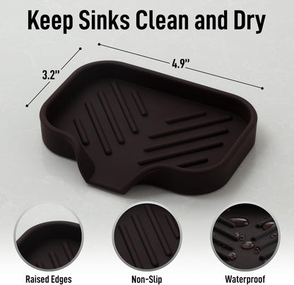 Zulay Kitchen (9x3.5in) Sponge Holder for Kitchen Sink - Flexible Heavy-Duty Multipurpose Sink Caddy - Counter Organizer for Kitchen, Bathroom, Makeup, Trinkets & More! (Grey)