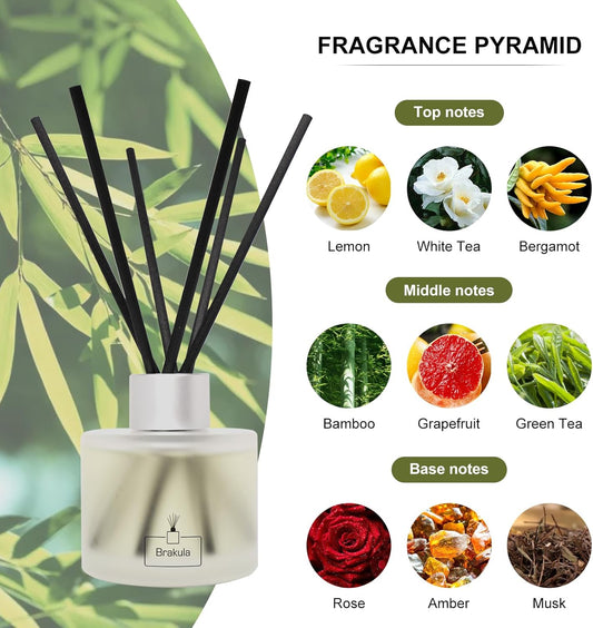 Brakula Reed Diffuser Set, 100ml Black Vanilla Scented Oil Diffuser for Bathroom, Home Fragrance for Living Room, Office