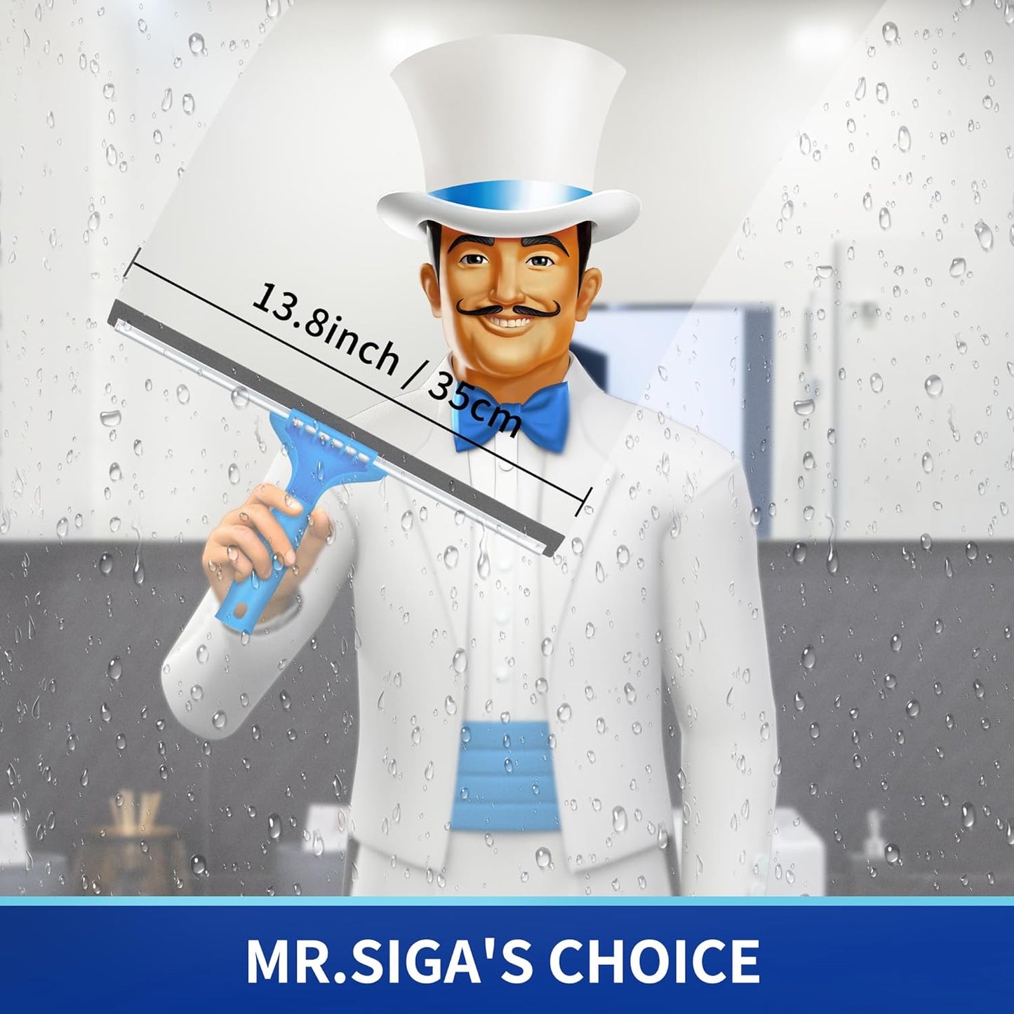 MR.SIGA Professional Window Cleaning Combo - Squeegee & Microfiber Window Scrubber, 10"