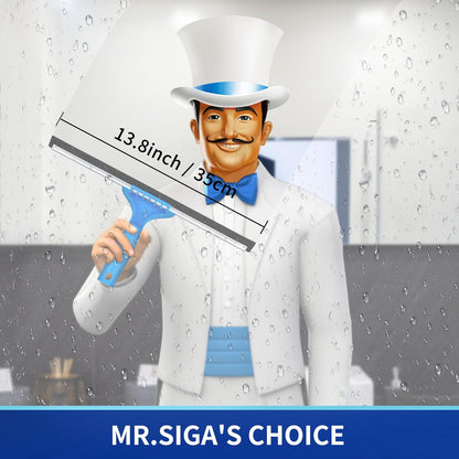 MR.SIGA Professional Window Cleaning Combo - Squeegee & Microfiber Window Scrubber, 10"