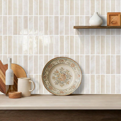 10-Pack Peel and Stick Backsplash Tiles, 11.4×9 Inch Beige Self Adhesive 3D Vinyl Wall Tiles for Kitchen, Bathroom and Camper