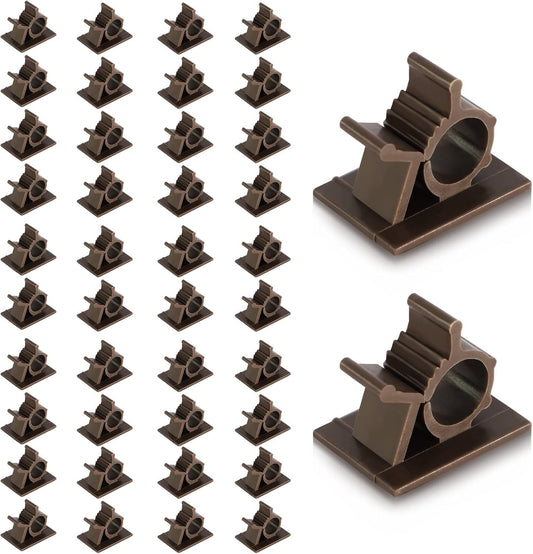 50 Brown Clips Viaky Self Adhesive Backed Nylon Wire Adjustable Cable Clips Adhesive Cable Management Drop Wire Holder