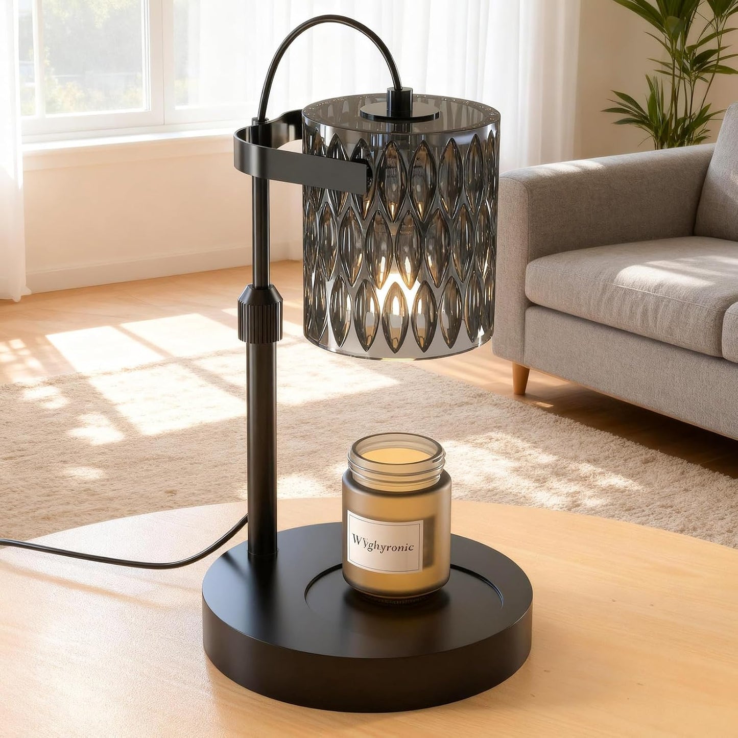 Candle Warmer Lamp with Timer & 4-Level Dimmer, Electric Wax Warmer for Jar Candles, Black Home Decor with 2 Bulbs, Gift for Women, Men, Housewarming
