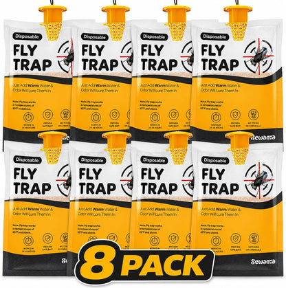 Outdoor Fly Trap Bags [Set of 4] Disposable Fly Traps Outdoor - Hanging Fly Traps with dissolvable Non-Toxic Bait - Bug Catcher Killer for All Flies for Outside Bug Control Patio, Barn and Ranch Etc