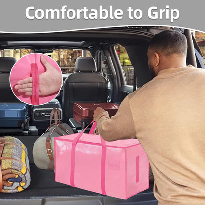 8 Pack-Extra Large Heavy Duty Moving Bags - Waterproof Storage Totes with Handles & Zippers, Foldable for College Dorm, Storage (Clear)