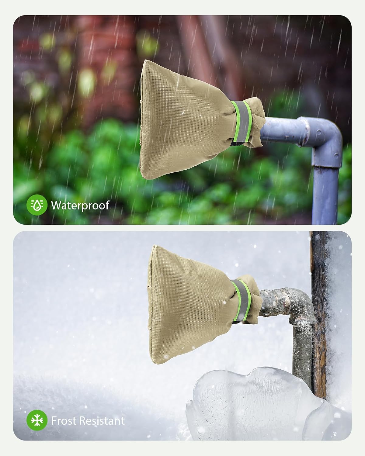 Outdoor Faucet Covers for Winter Freeze Protection, Kanosan 8.3"H X 6.7"W Thickened Reflective Outside Spigots Covers Hose Bib Insulated Sock for Winter Cold Weather, 2 Pack Black