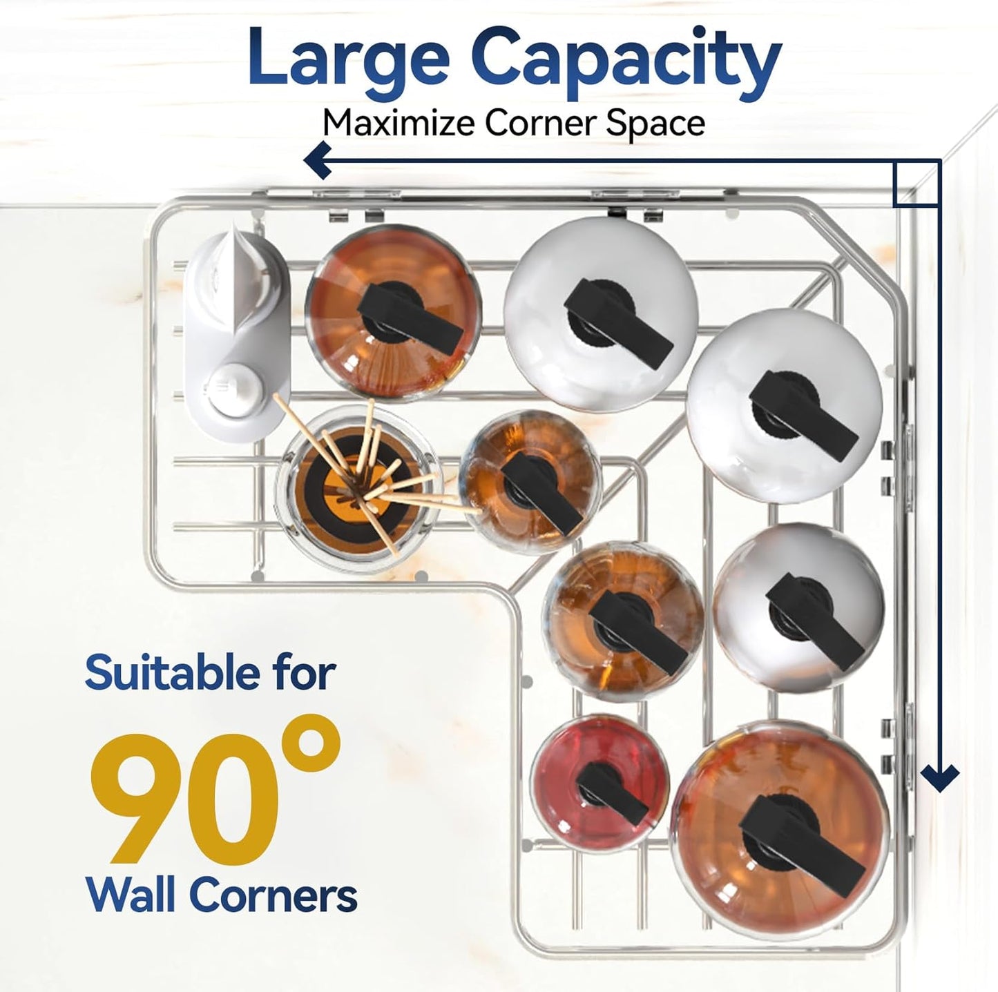 YASONIC Corner Shower Caddy, 5-Pack Adhesive Rustproof Stainless Steel Shower Organizer with Soap Holder, No Drilling Shower Shelf for Inside Shower, Dorm, Renters, Black