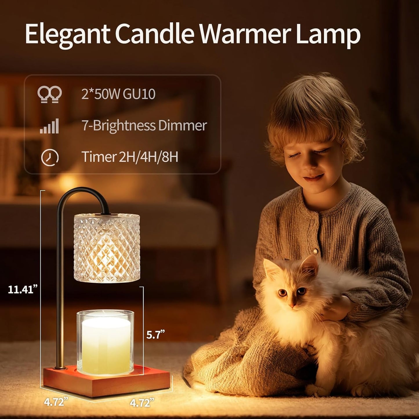 TigQiang Candle Warmer Lamp with Timer Dimmer, Birthday Gifts for Women Mom, House Warming Gifts, Elegant New Home Decor, Wax Warmer for Jar Candles, Heater Lamp for Scented Wax, Clear Glass