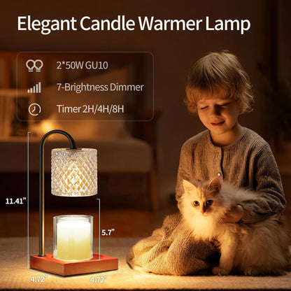 TigQiang Candle Warmer Lamp with Timer Dimmer, Birthday Gifts for Women Mom, House Warming Gifts, Elegant New Home Decor, Wax Warmer for Jar Candles, Heater Lamp for Scented Wax, Clear Glass