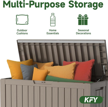 230 Gallon Large Outdoor Storage Box Waterproof, UV Resistant Resin Deck Box with Hydraulic Rod & Lockable Latch for Patio Furniture, Outside Storage Box for Garden Tools, Patio Cushions, Black