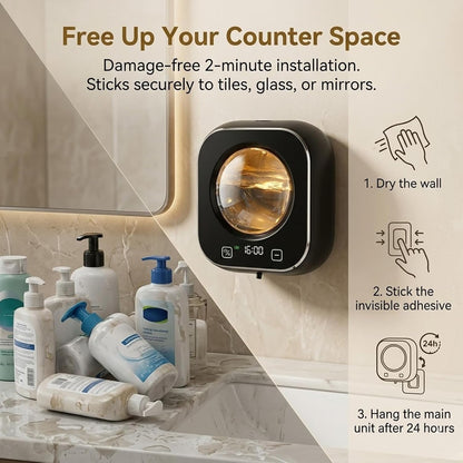Automatic Foam Soap Dispenser Bathroom,Wall Mounted Touchless Foaming Soap Dispenser Rechargeable with Smart LCD Display & 5-Level Adjustable Foam,Electric Dispenser for Kitchen Office (White)
