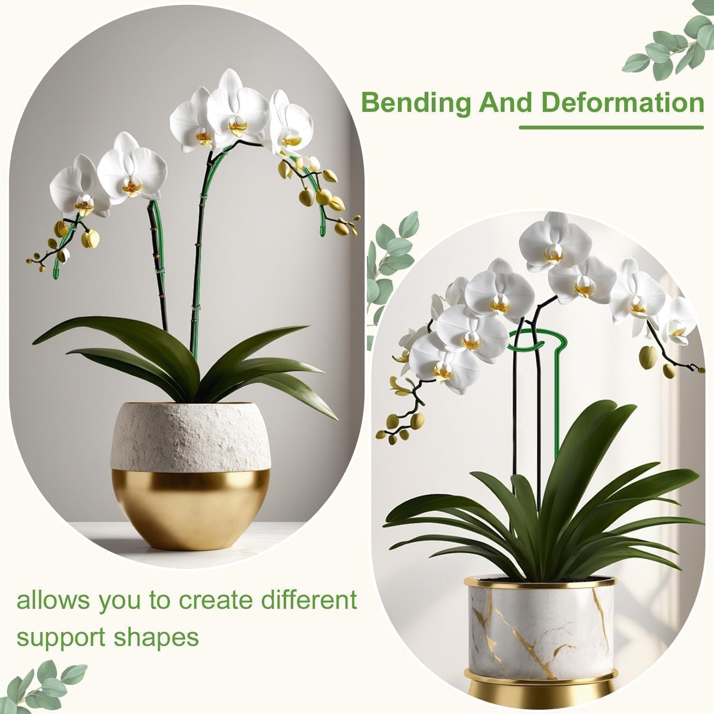 15Pcs Orchid Stakes,SupKing 17.7 Inch Plant Support Sticks Invisible Bendable Green Pole Rods for Small Indoor Outdoor Potted Plants Comes 20Pcs Ties