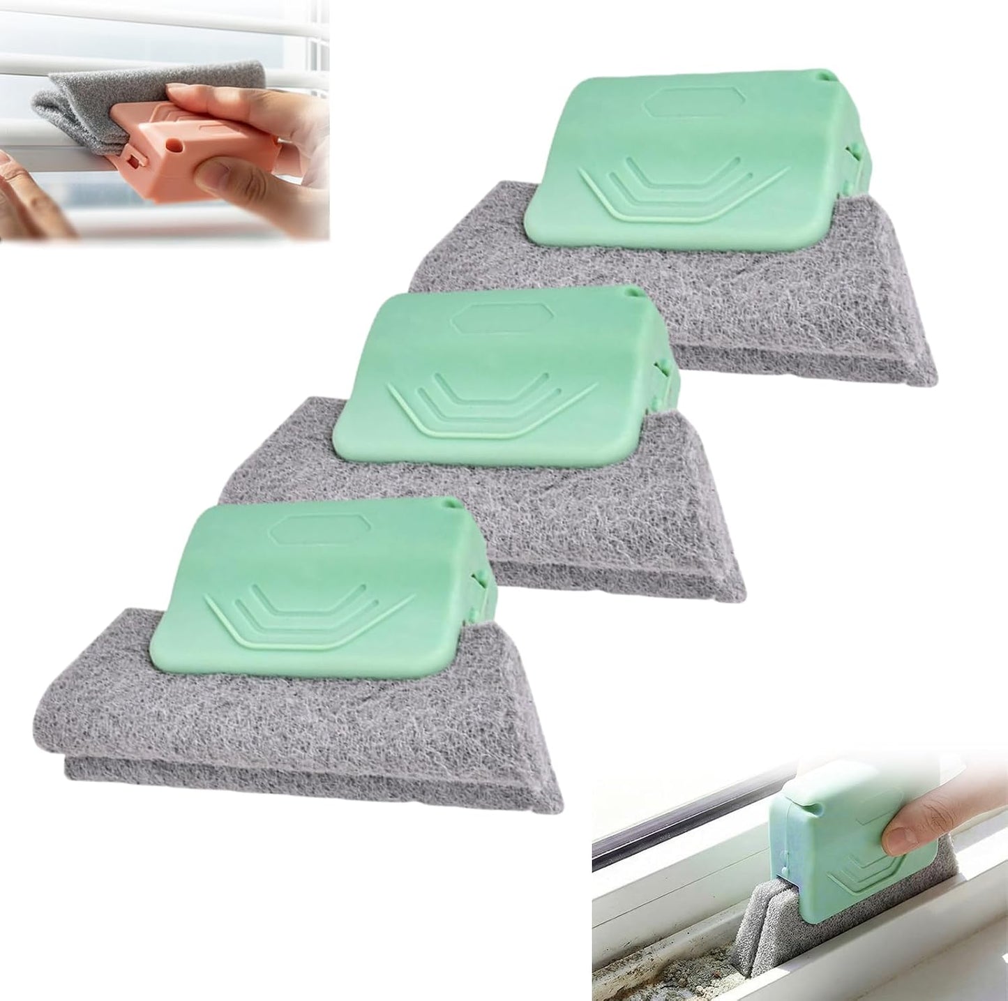 Magic Window Track Cleaner, 2026 New Handheld Window Groove Cleaning Brush Tool Set, Cleaner Brushes for Window lides Gaps Tile Lines Shutter Slats Car Vents & Narrow Gaps (3, Gray)