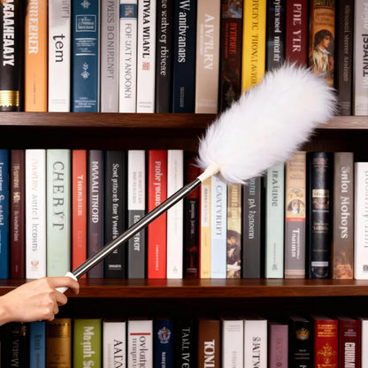 Extendable Lambswool Duster 29-110 Inch,Anti-Static Flexible Head, Stainless Steel Pole for Cleaning High Ceiling,Fan,Furniture,Roof Dusting