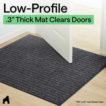 GORILLA GRIP Waterproof Traffic Guard Door Mat, Heavy Duty Entryway Mats, Strong Backing Commercial Utility Rugs for Office Hallway, Garage Floor and Home, Low Profile Carpet Runner, 29x17, Black