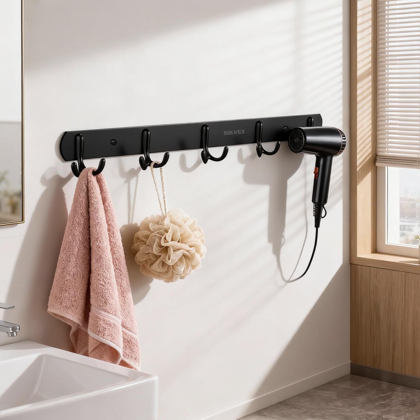 SOLVEX Coat Rack Wall Mount,2 Pack Coat Hooks Wall Mount, Hat Rack Key Holder Bag Hanger for Wall,Wall Hooks for Hanging,Purse Hanger Towel Hooks for Bathroom SP-60302-N